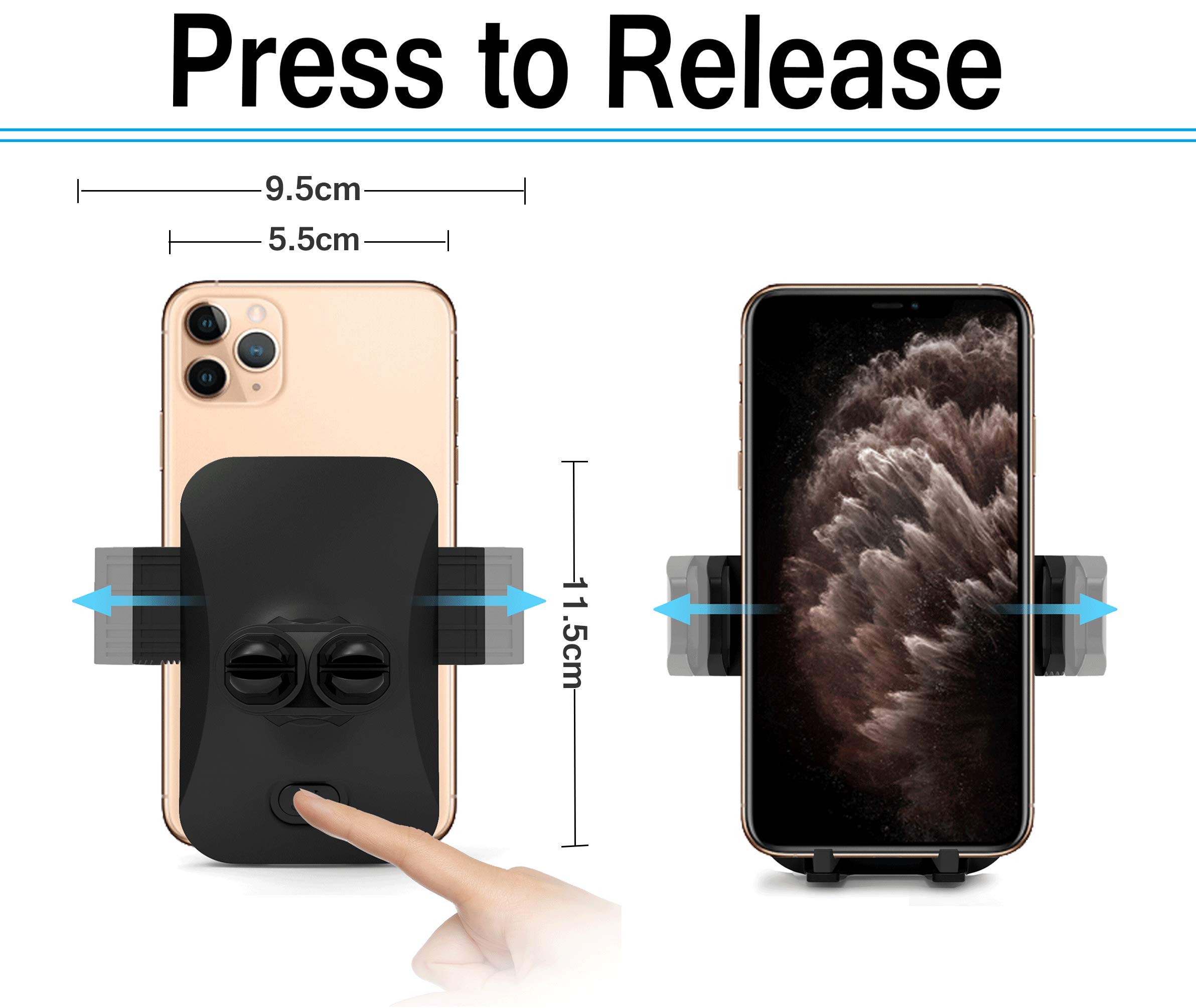 Babacom Supporto Auto Smartphone 360 Gradi di Rotazione [Versione Migliorata 2 Clip] Porta Cellulare da Auto Compatibile per iphone11 PRO X Samsung Xiaomi Huawei