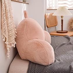 Holawakaka Large Faux Fur Bed Rest Pillow with