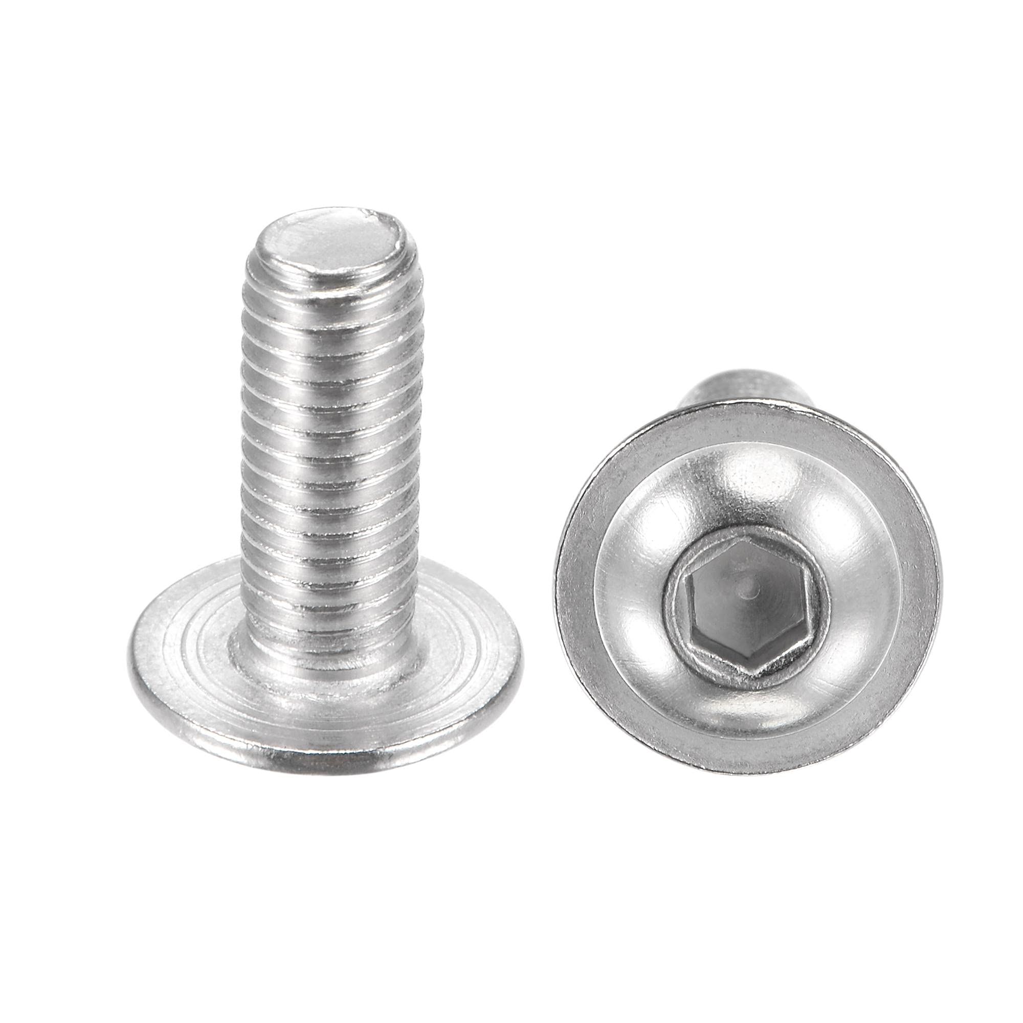 sourcing map Flanged Button Head Socket Cap Screws, M8x22mm Hex Socket Drive Screw, 304 Stainless Steel Fasteners Bolts, Fully Threaded Machine Screw 20Pcs