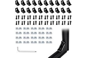 TOCLUX 20 Sets Black 2020 Corner Bracket Kit for 2020 & 2040 Aluminum Extrusion - 2028 Brackets, M5 Sliding T-Nuts & Screws, 1 Ball-End Wrench – for 20 Series 6mm T Slot Extruded Aluminum Accessories