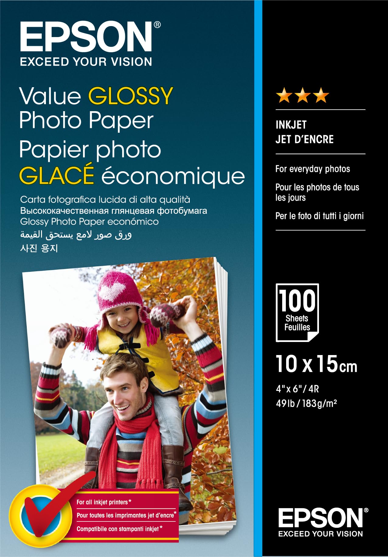Epson Value | Glossy Photo Paper 10x15cm (6x4 inch) | 100 Sheet | 183gsm - C13S400039