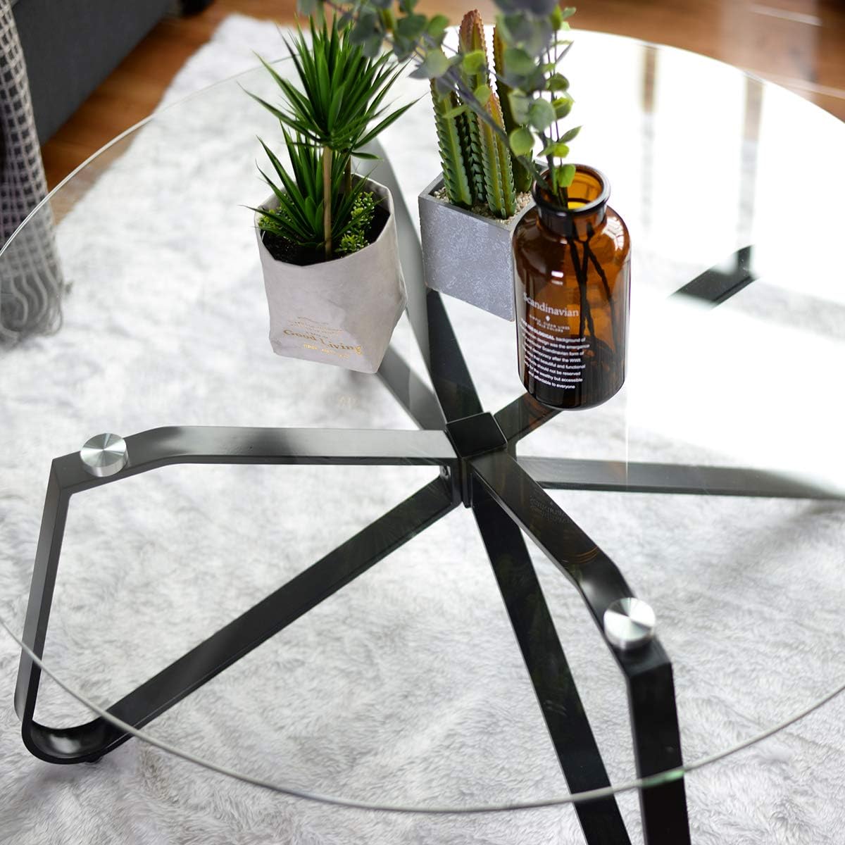 FITATHOME Round Tempered Glass Coffee Table, Nordic Minimalism Style Sofa Central - Image 4