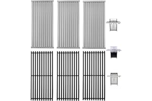 PETKAO G466-2400-W1 17'' Stamped Infrared Emitters& G474-0017-W1 Grill Grates for Charbroil Grill Replacement Parts Charbroil Tru-Infrared 3-Burner 463367016 463242516 463242515 463243016 466242515 463367516