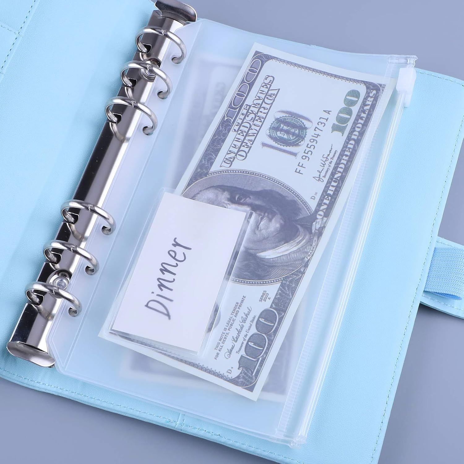 HAUTOCO 12PCS A6 Size Binder Pockets with Label Pocket, PVC Cash Budget Zipper Envelopes 6-Holes Binder Pouches Folders for A6 6-Ring Notebook Binder : Office Products
