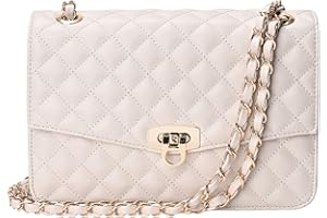 GM LIKKIE Quilted Shoulder Bag for Women, Medium Flap Crossbody Handbag with Chain Strap, Soft Vegan Leather Clutch Purse