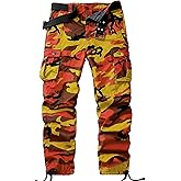 AKHIKING Men's Camo Cargo Work Pants Cotton Tactical Ripstop Casual Combat Pants with 8 Pockets