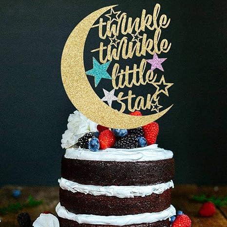 Palasasa Twinkle Twinkle Little Star Cake Topper Half Moon Multi