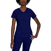 Landau Proflex Tailored Fit Stretch 3-Pocket Mock Wrap Scrub Top for Women 4161
