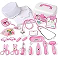 Phobby Durable Doctor Kit for Kids, 27 Pcs Deluxe Pretend Play Medical Kit Toy with Real Stethoscope, Doctor Kit for Toddlers Boys Girls Aged 3 4 5 6 7 8(Pink)