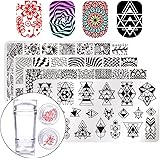 BORN PRETTY Nail Art Stamp Stamping Templates Stamper Scraper Kit- 4 Manicure Plates Set with 1 Polish Stamper by Salon Designs