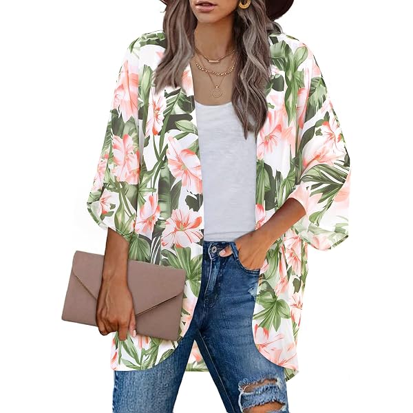 Personalized Hawaiian Floral Cardigan - Custom Face Print, 3/4 Sleeves, Open Front, Lightweight Polyester (Style-06)