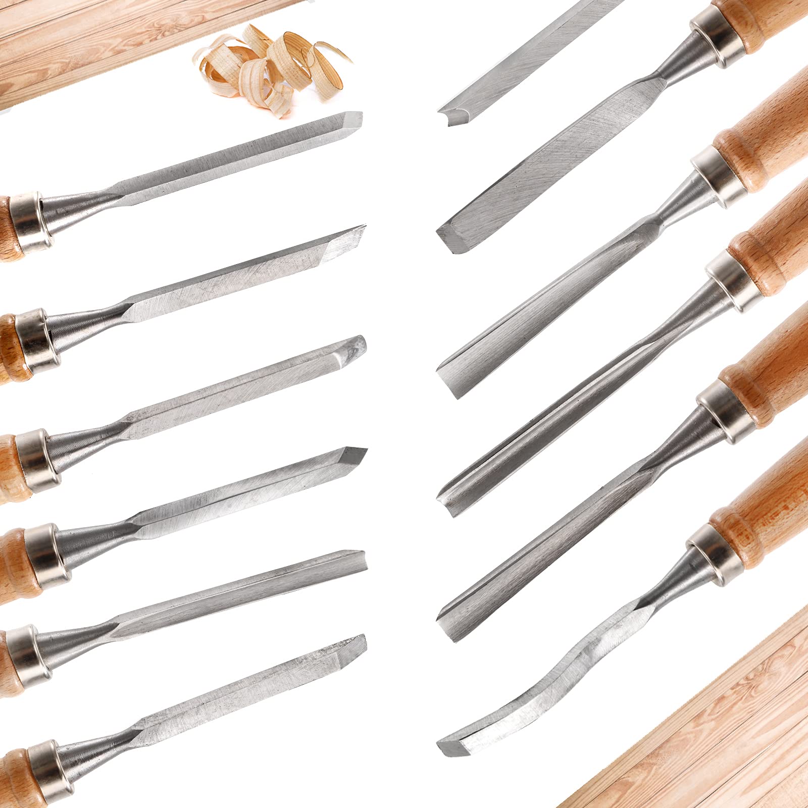 Dicunoy 12 PCS Wood Carving Tools, Gouges Woodworking Chisels, Full Size Wood Carving Knifes for Beginner, Hobbyists, Professionals, Artistic, Gifts for Him, Father's Day