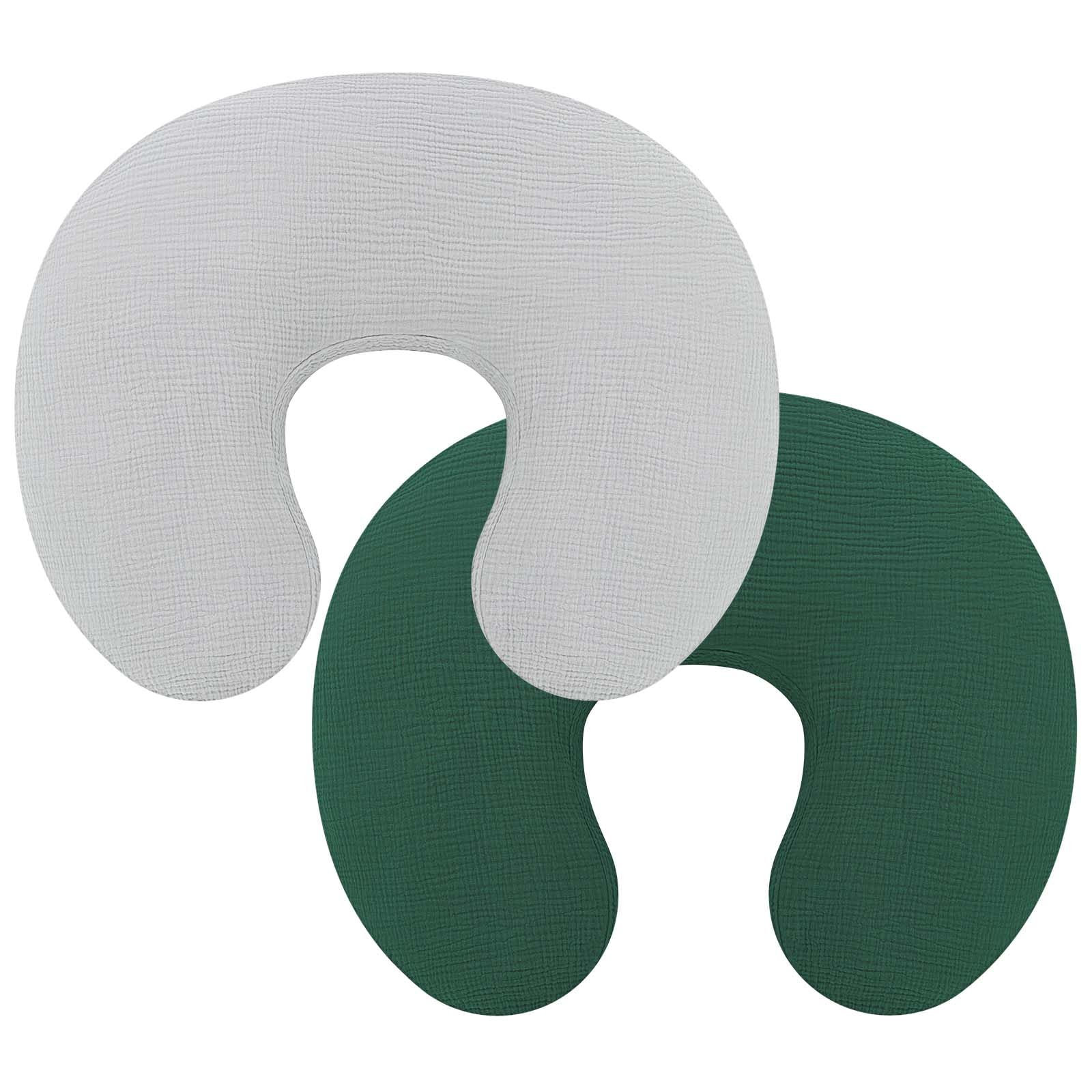 Photo 1 of Pro Goleem Muslin Nursing Pillow Cover, 100% Cotton Soft Breathable Feeding Pillow Slipcover for Breastfeeding Moms, Fits Standard Infant Nursing Pillow, for Boys and Girls, 2 Pack (Grey?Green)