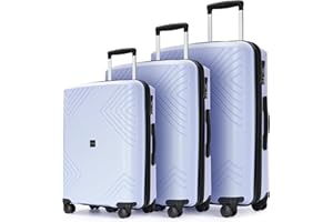 GinzaTravel Luggage Sets 3 Piece,Large Suitcases with Wheels Hard Shell Luggage with TSA Lock,Pink Blue