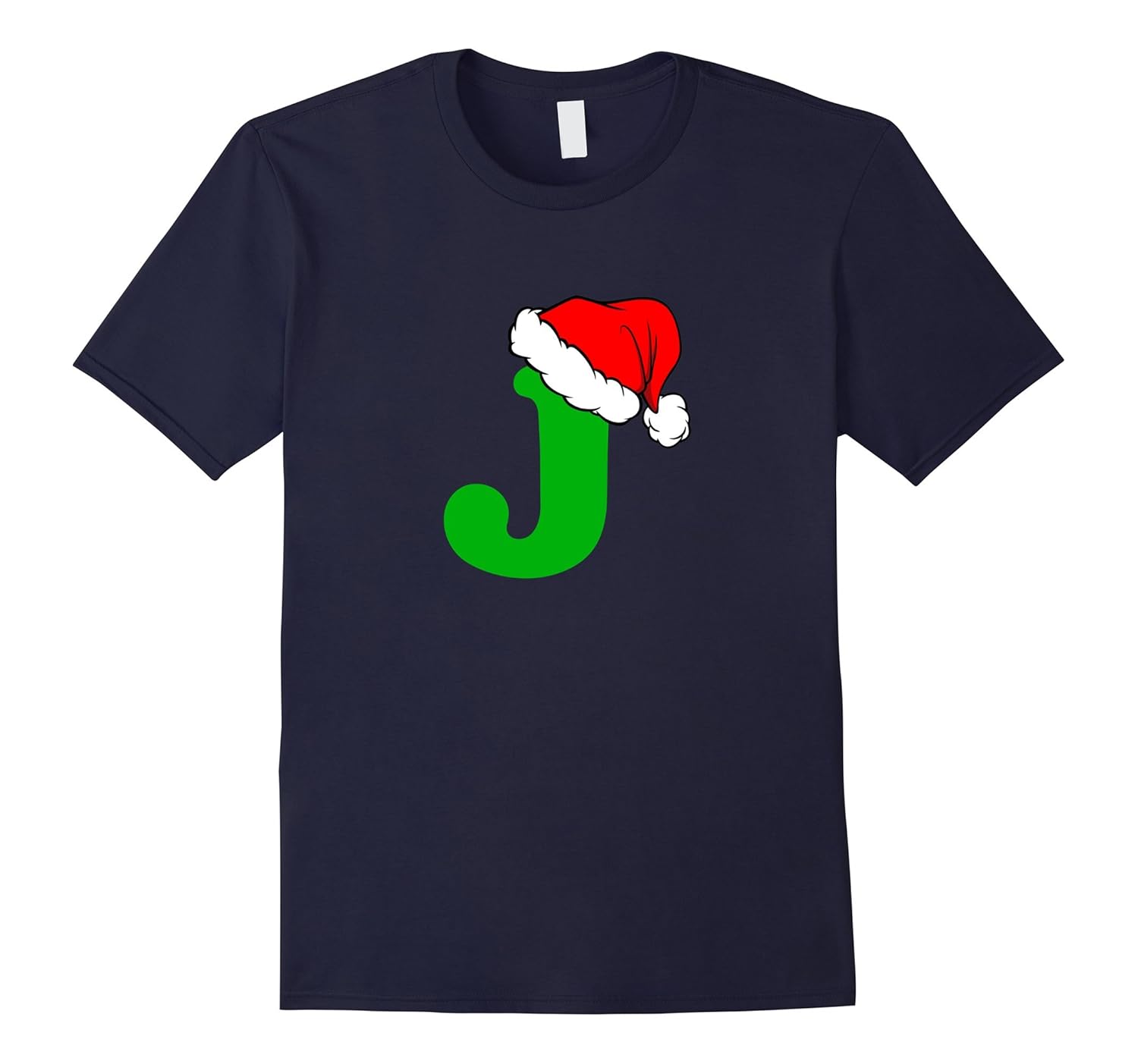 Santa Claus Hat Christmas Letter J Alphabet T-Shirt-Rose