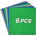 JNZong 6 Pack Classic Baseplates Building Base Plates for Building Bricks 100% Compatible with Major Brands-Baseplates 10" x 10", (Multicolor)