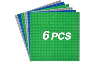 JNZong 6 Pack Classic Baseplates Building Base Plates for Building Bricks 100% Compatible with Major Brands-Baseplates 10" x 10", (Multicolor)