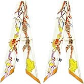 COtheSumay 100% Mulberry Silk Scarf for Handbags & Purses, 2Pcs 2''x35'' Hair Ribbon Skinny Neck Scarves for Women