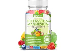 UPNEUTRI Potassium Magnesium Supplement Gummies for Adults Kids, Sugar-Free Potassium Gummies Supports Leg Cramps & Muscle & Immune Health, High Absorption Vegan Magnesium Gummies 5 Fruit Flavor 60 Cts