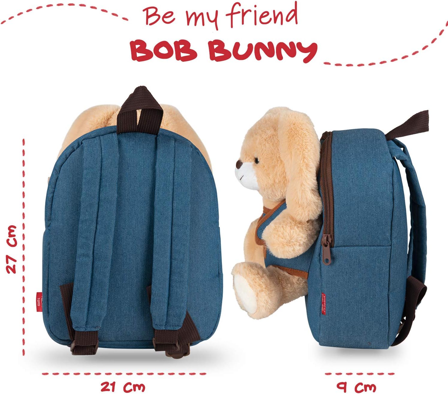 PERLETTI Plush Bunny Backpack for Kids with Fluffy Stuffed Puppet - Image 3