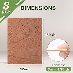 Rowood 8 Pack Bubinga Plywood 1/8,12x16x1/8inch,3mm