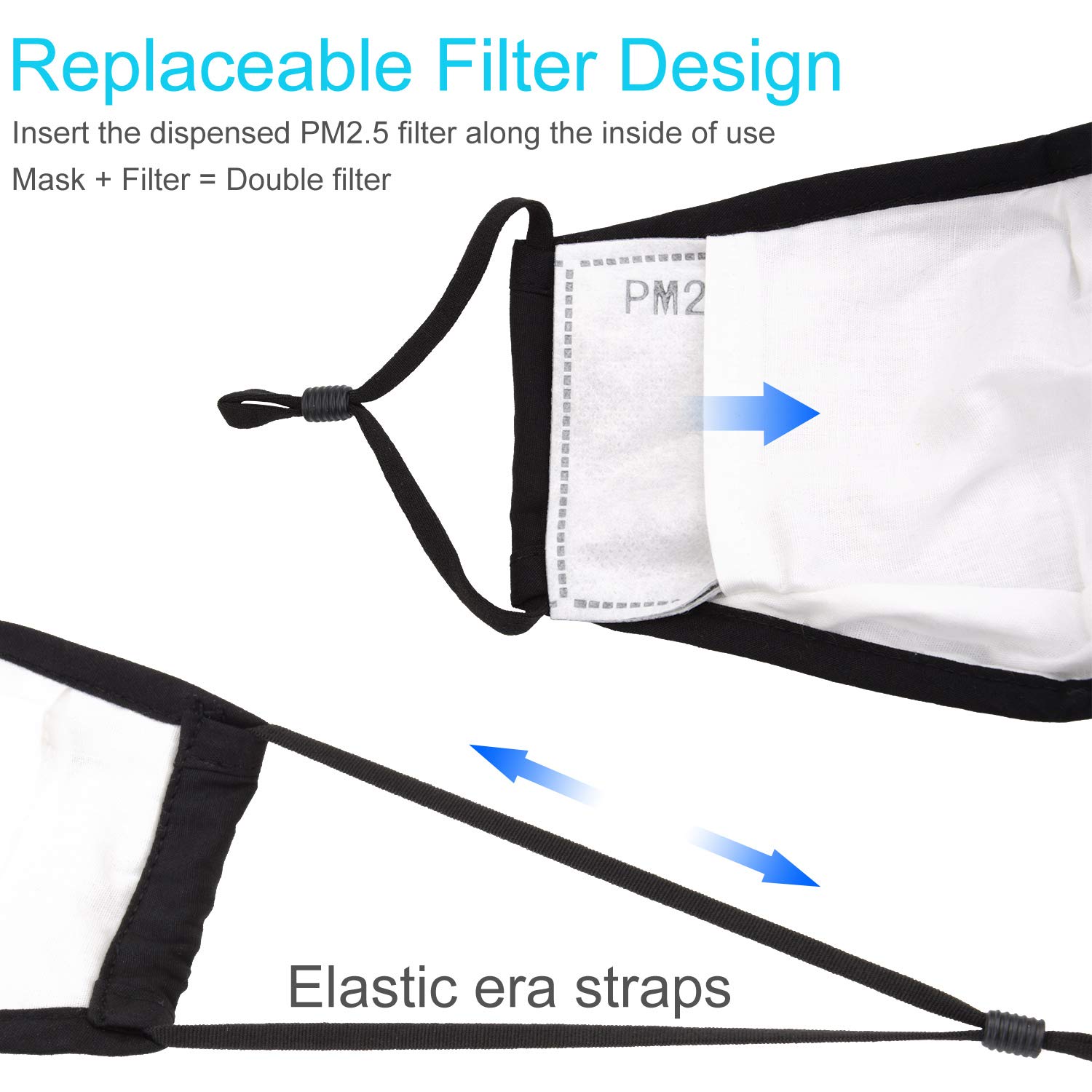 Mouth Masks,Kapmore 3PCS Anti Dust Pollution Mask Breathable Washable Fashion Cotton PM2.5 Dust Mask Mouth Mask with Adjustable Straps for Adult