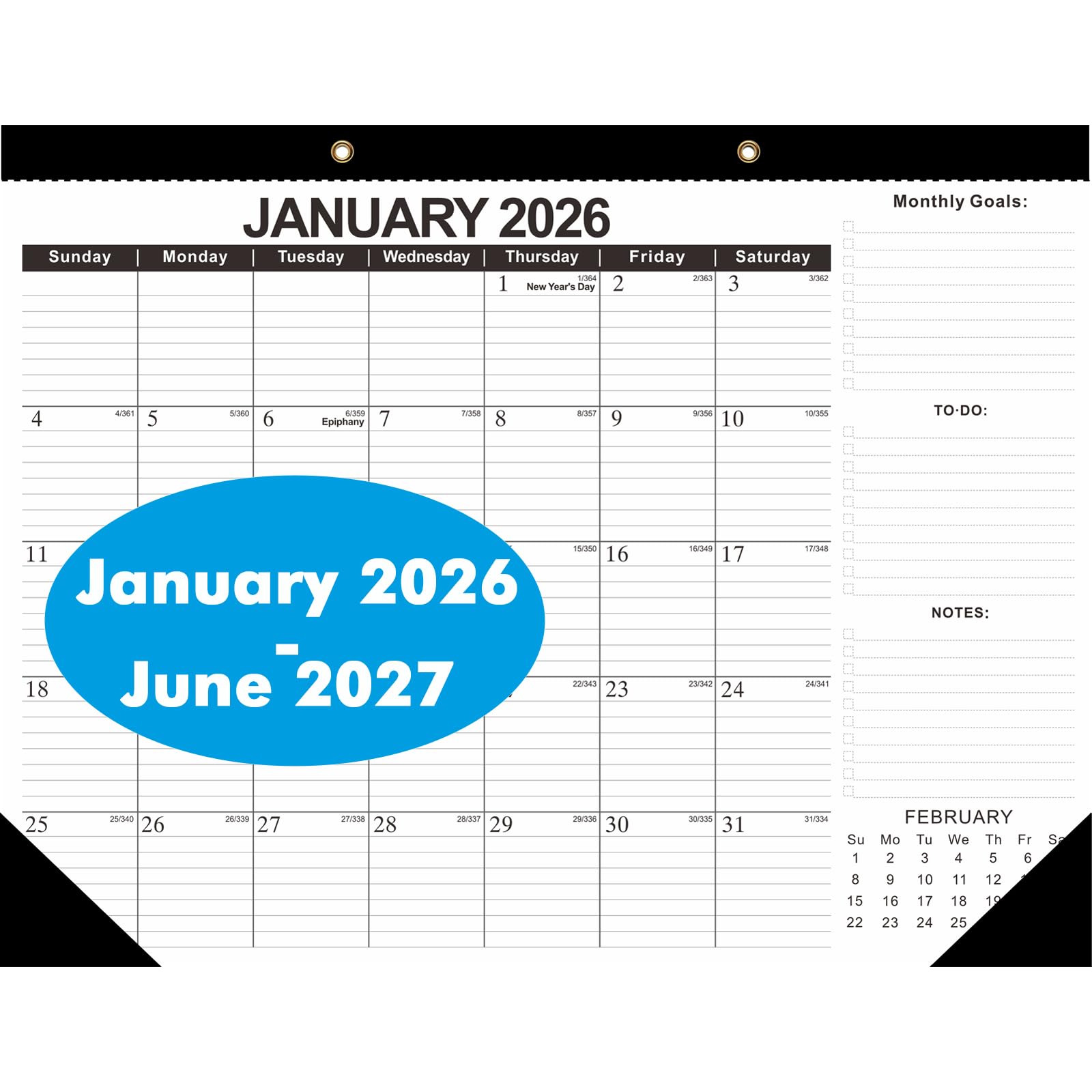Photo 1 of 2026 Calendar Desk Calendars 2026-2027 Wall Calendar from January 2026 to June 2027,18 Months 17"×12" Thick Paper for Office School Home