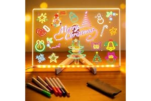 LED Note Board with Colors, Acrylic Dry Erase Board Light, Acrylic Light up Message Marker Board with Angle Adjustable Stand,