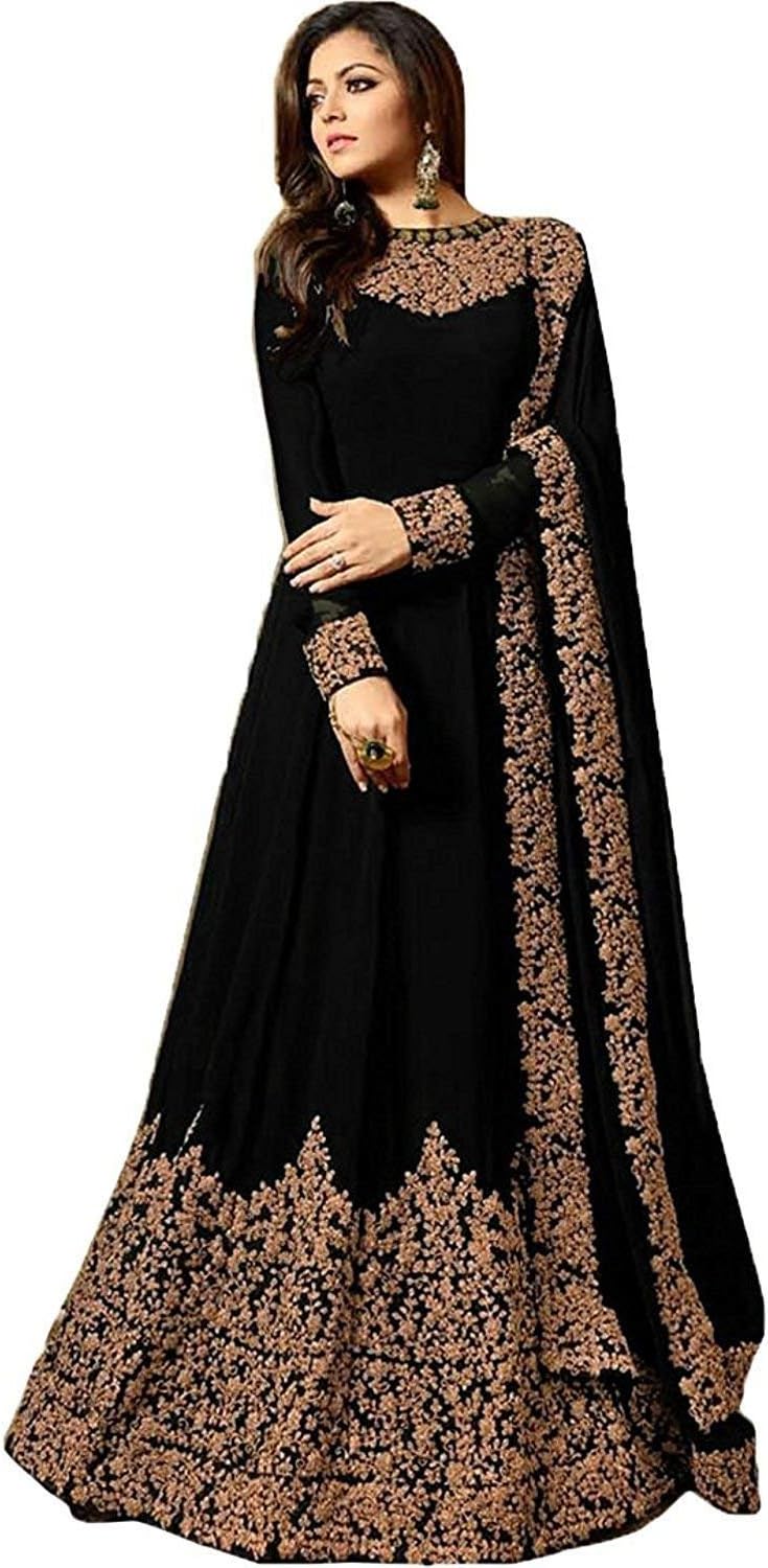 Women's Anarkali Salwar Kameez Designer Indian Dress (Set of 5) Party Embroidered Gown