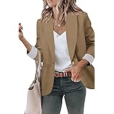 Genhoo Blazer Jackets for Women Open Front Long Sleeve Work Office Casual Blazers with Pockets S-2XL