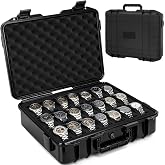 FREEAMG 21 Slots Watch Travel Case for Men, Hard Shell Storage Box | Impact Resistant,Premium Foam Interior, Padlockable, for Wristwatches &amp; Smart Watches up to 45mm