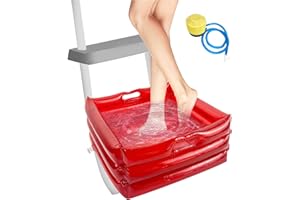 KKONHII Inflatable Pool Foot Bath Basin, 14 x 14 x 5.5 inch Foot Soaking Bath Basin for Pool Entry Ladder Portable Pool Foot Wash Basin Above Ground Swimming Pools Accessories for Pool Spa (Red)