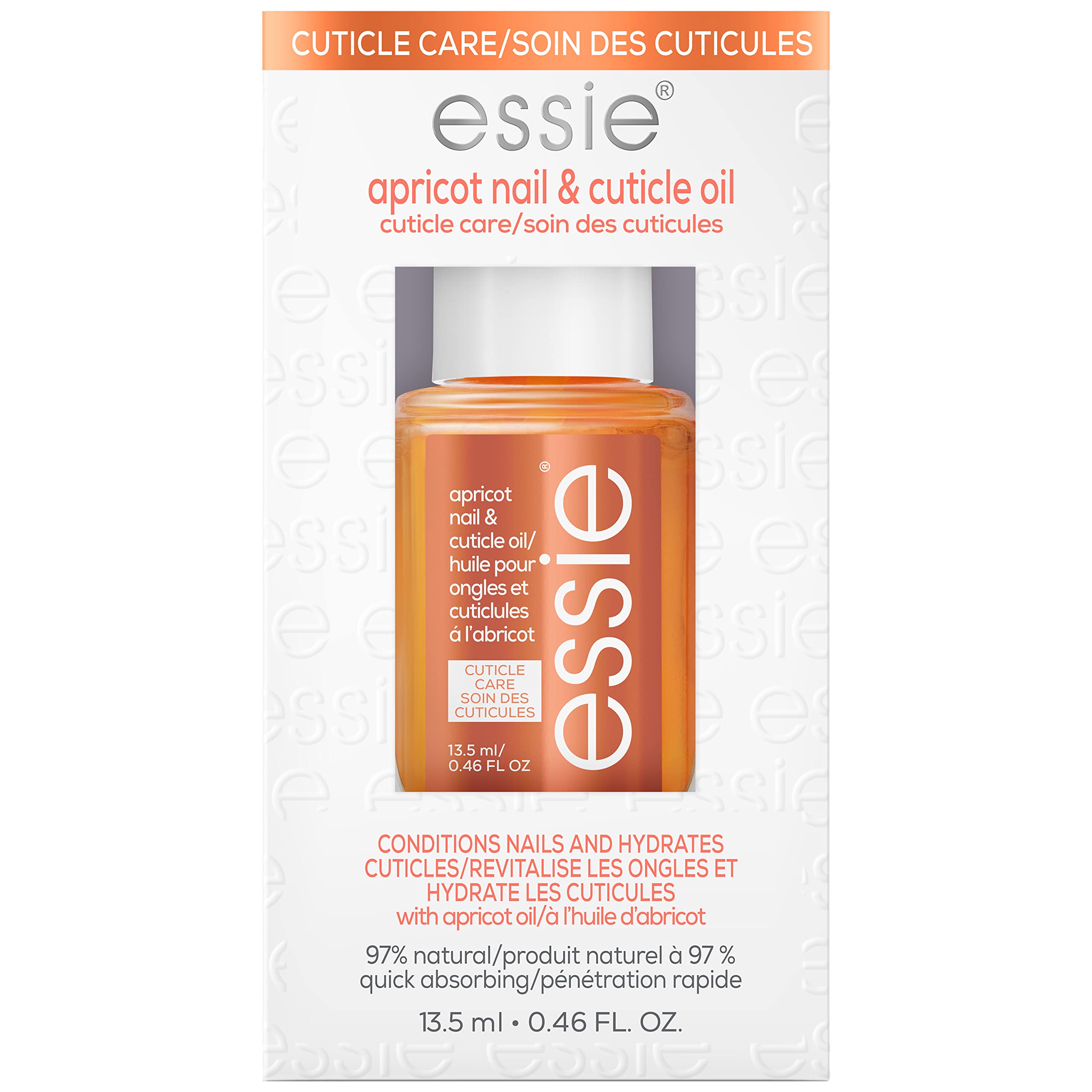 essie Nail Care, 8-Free Vegan, Apricot Nail and Cuticle Oil, softened and nourished cuticles, 0.46 fl oz