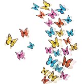 Chuangdi 48 Pcs Halloween Colorful Monarch Butterfly Decor | 3.2'', 4'', 4.73'' Realistic Fake Butterflies for Craft, Wall Decor for Wedding Party Home, Artificial Butterfly Decorations