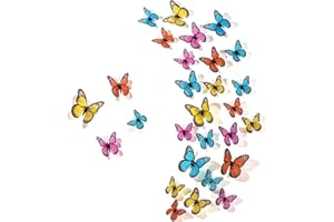 Chuangdi 48 Pcs Colorful Monarch Butterfly Decorations 3 Size Fake Butterflies Realistic Butterfly Craft Artificial Mariposas Wall Decor for Craft Wedding Home Birthday Party (3.2inch,4inch,4.7inch)