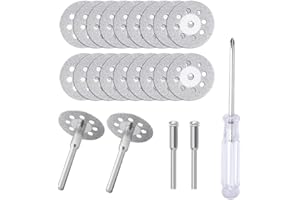 KUENUILR 545 Diamond Cutting Wheel (22mm) 20pcs with 402 Mandrel (3mm) 4pcs and Screwdriver for Rotary Tools