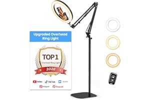 Latest Ring Light with Stand Overhead Phone Camera Mount Holder, Evershop 10" Ring Light Tripod for iPhone with Remote Contro
