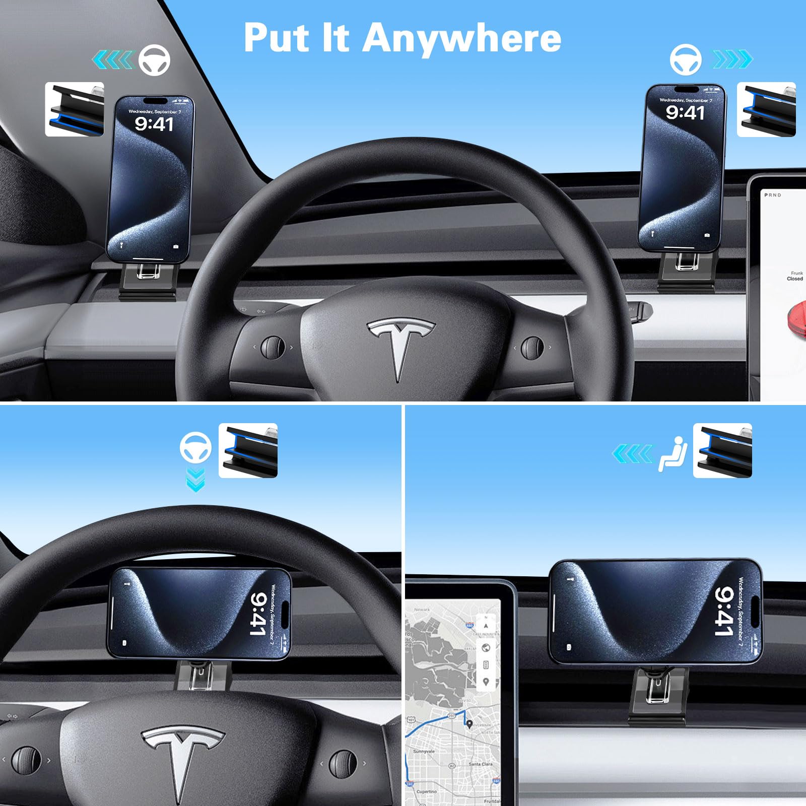 for Tesla Model Y Phone Mount: with MagSafe Dashboard Vent Holder for Tesla Model Y Accessories 2024 - Dash Car Cell Mount for iPhone 16 Samsung Smartphone All Series with Magnetic Ring