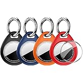 MOLOPPO 1|2|4 Pack Case for AirTag Holder with Keychain, Full Body Clear Protective Cover for Apple Air Tag 1st & New 2nd Gen, Secure Hard Shell Key Ring Accessories for Keys, Luggage, Pets, Backpacks
