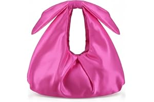 Sunnymove Clutch Purse for Women Bow Evening Bag Ruched Satin Handbag Top Handle Purse for Wedding Bachelor Bridesmaid Gifts