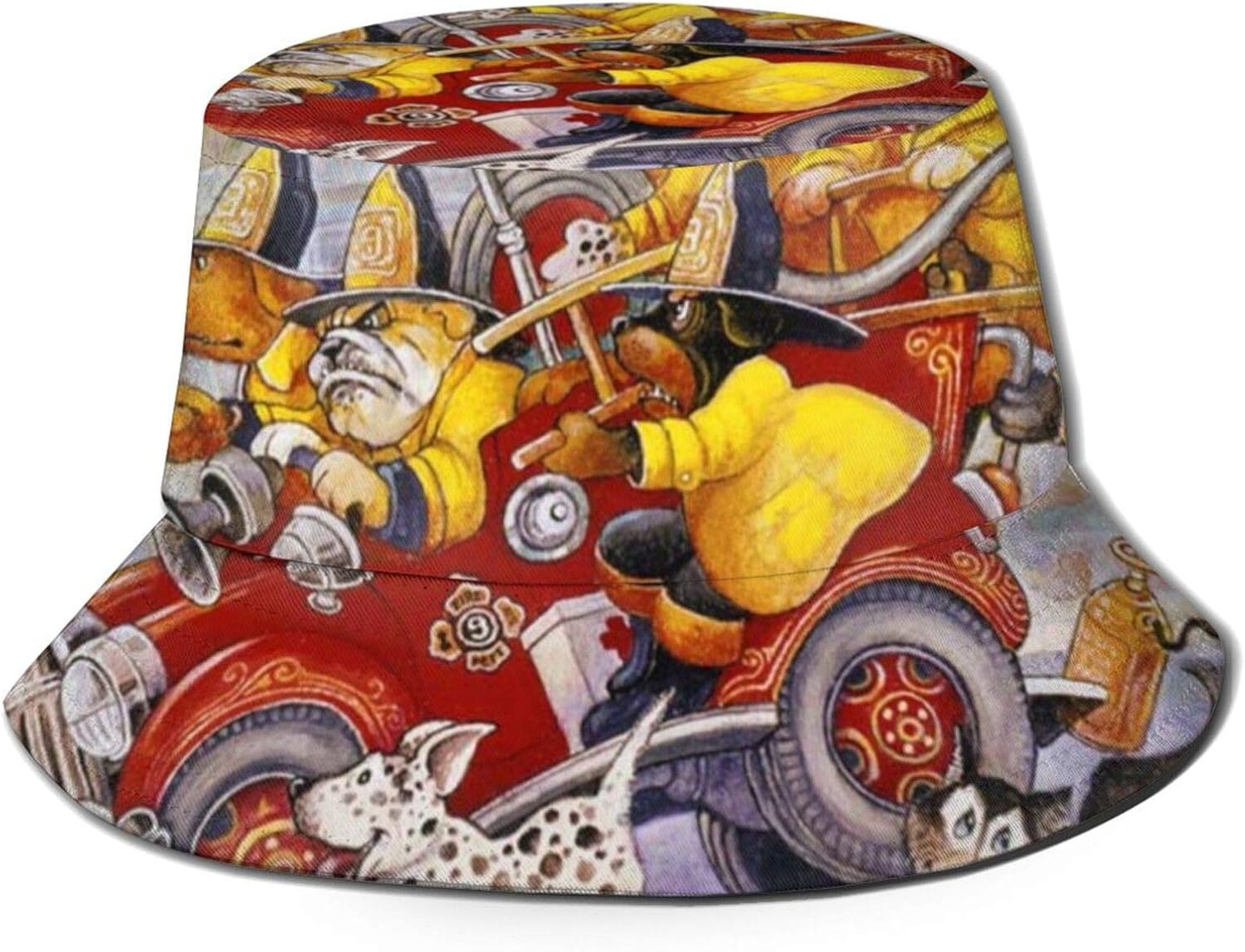 PNNUO Sun Bucket Hat Hot Dog Firefighters Bucket Hats Foldable Sun Protection Cap Fisherman Hats