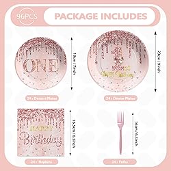 Grencian 96 Pcs 1st Birthday Party Supplies for