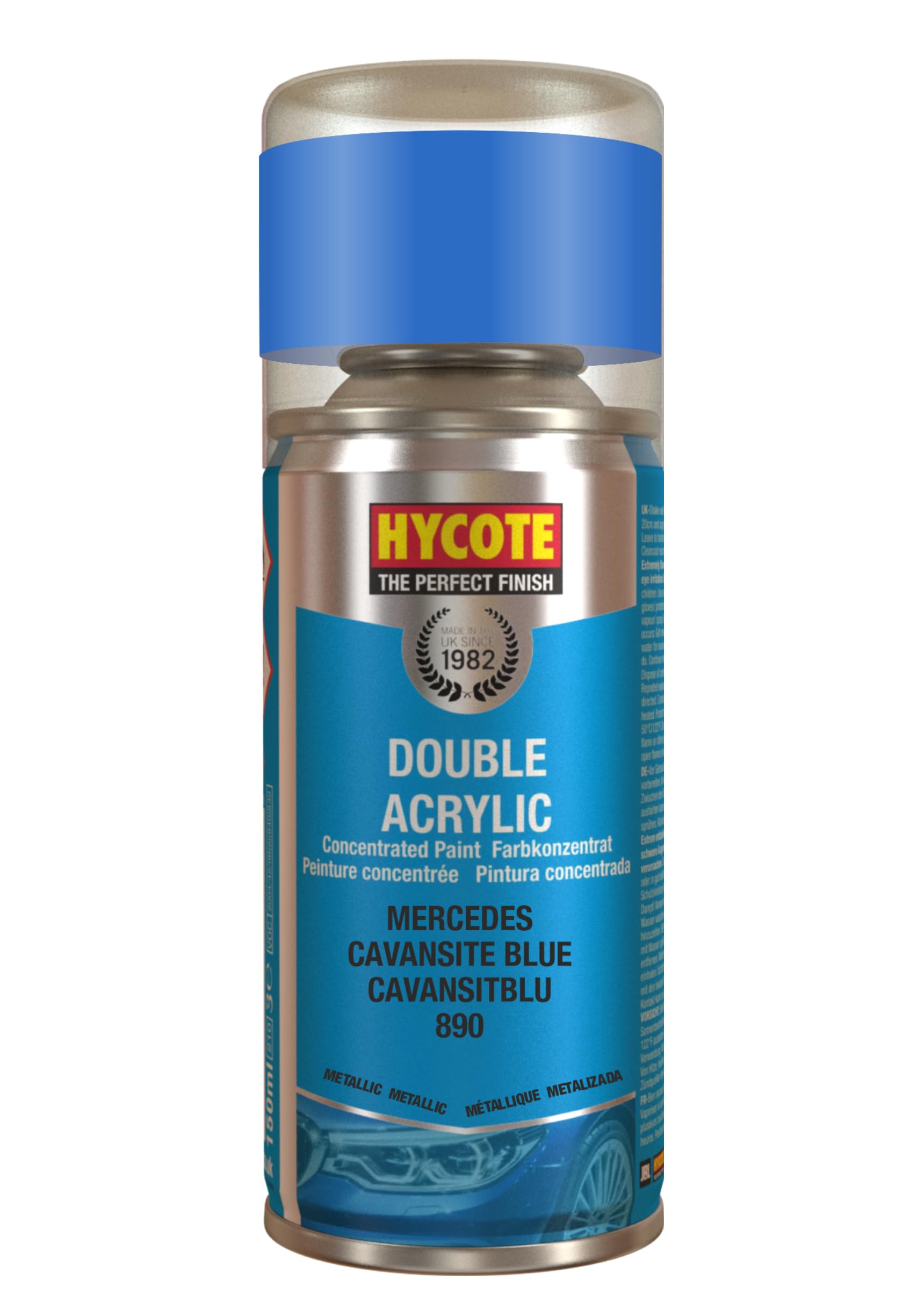 Hycote Double Acrylic Aerosol Car Spray Paint, Mercedes - Cavansite Blue, 150 ml