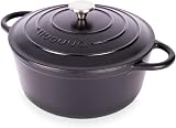 Nuovva Enamelled Cast Iron Dutch Oven 6.4 Quart with Lid 28cm Black