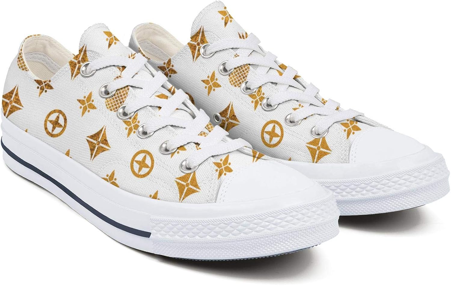 Pineapple Starfish Womens Print Low Cut Lace Up Sneaker Unique Comfortable Canvas Shoes Flats Walking