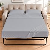 Cottingon 4 PC's Sleeper Sofa Full Sheets 6-Inch Deep, 100% Microfiber, Light Grey
