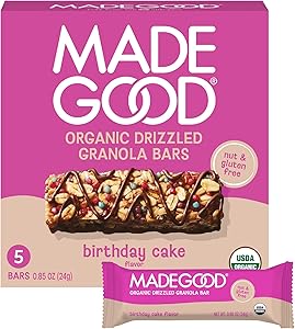 MadeGood Organic Chocolate Drizzled Granola Bars, 5ct, 4.25 OZ