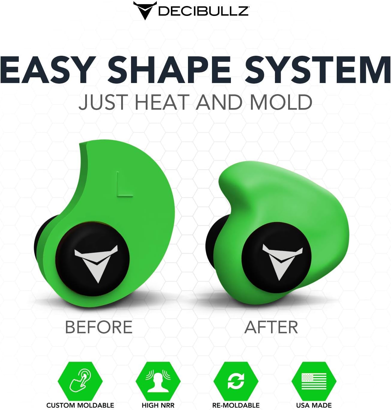 Decibullz, Custom Molded Earplugs, 31dB Highest NRR, Comfortable Hearing Protection for Shooting Travel, Swimming - Image 3