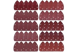 AUSTOR 50 Pieces Mouse Detail Sander Sandpaper Sanding Paper Hook and Loop Assorted 40/60/ 80/100/ 120/180/ 240/320/ 400/800 