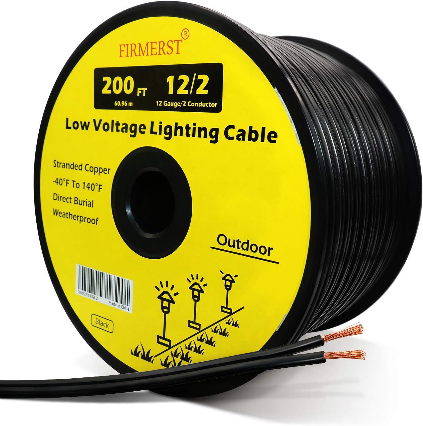 FIRMERST 12/2 Low Voltage Wire Outdoor Landscape Lighting Cable 200 Feet: Industrial & Scientific